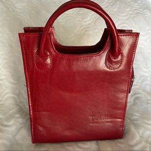 T Nobile Italian leather handcrafted red handbag